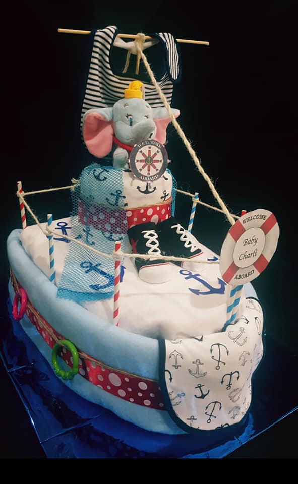 Fishing Boat Diaper Cake - Baby Shower Centerpiece